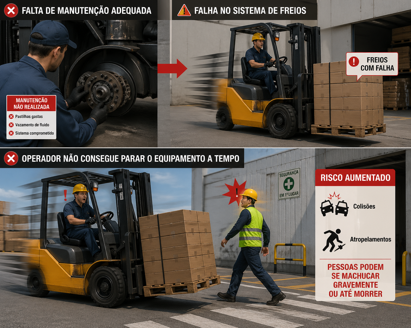 Infográfico: falta de manutenção leva à falha nos freios e ao risco de atropelamento