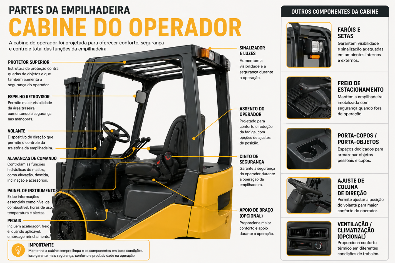 Partes da Empilhadeira — Cabine do Operador