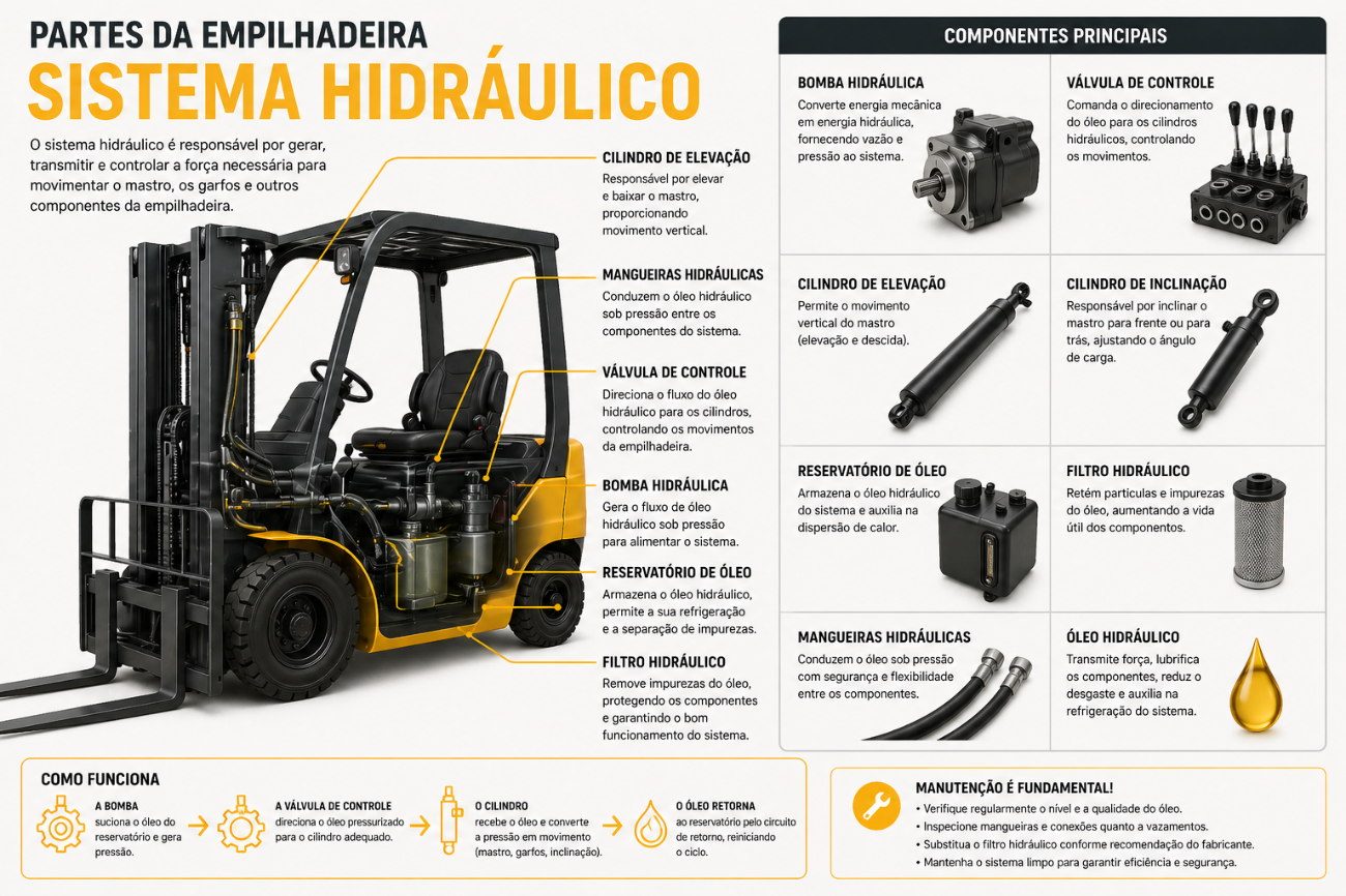 Partes da Empilhadeira — Sistema Hidráulico