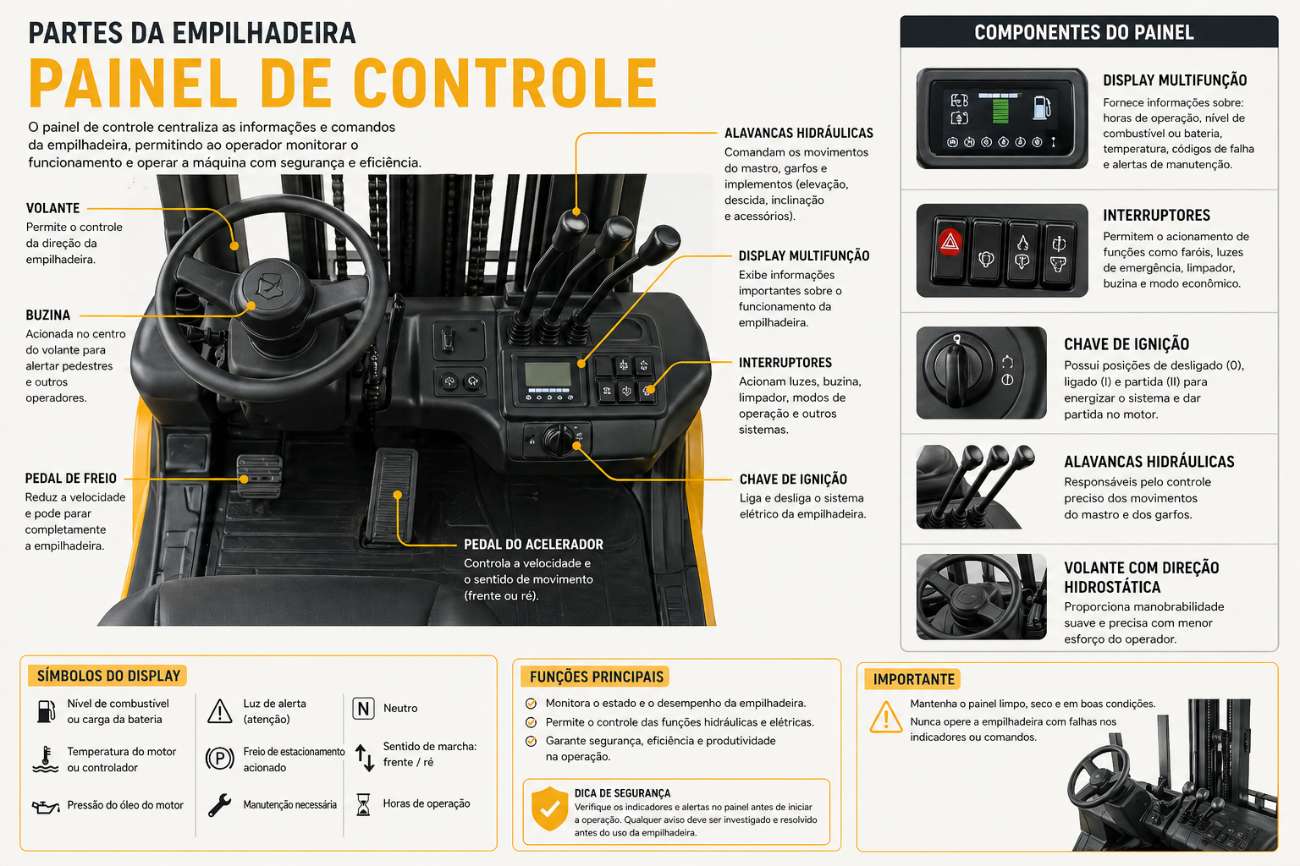 Partes da Empilhadeira — Painel de Controle