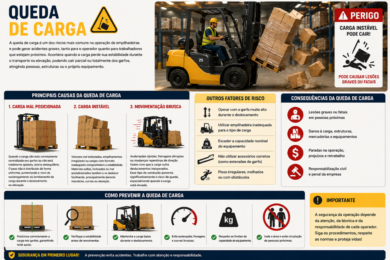 Infográfico: queda de carga — principais causas, outros fatores de risco e como prevenir