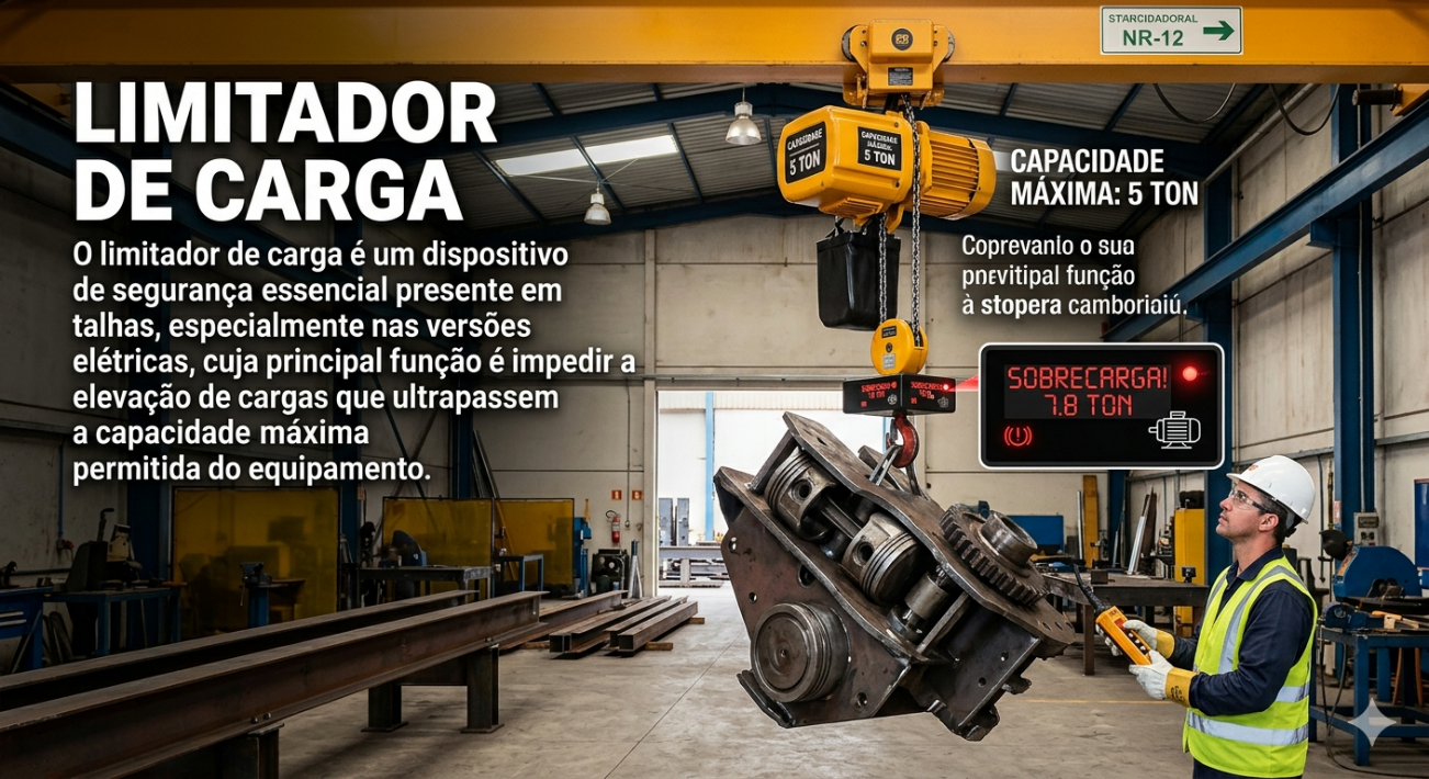 Infográfico do limitador de carga em talha elétrica