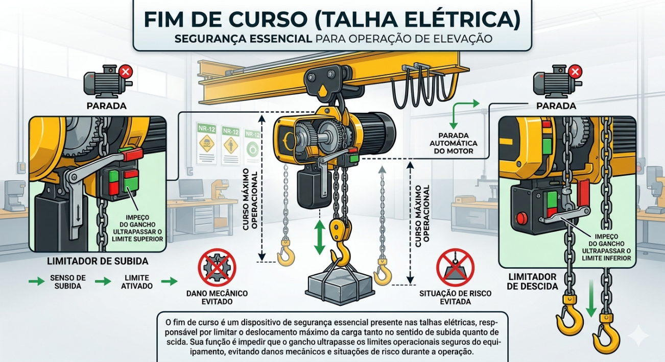 Infográfico do fim de curso em talha elétrica